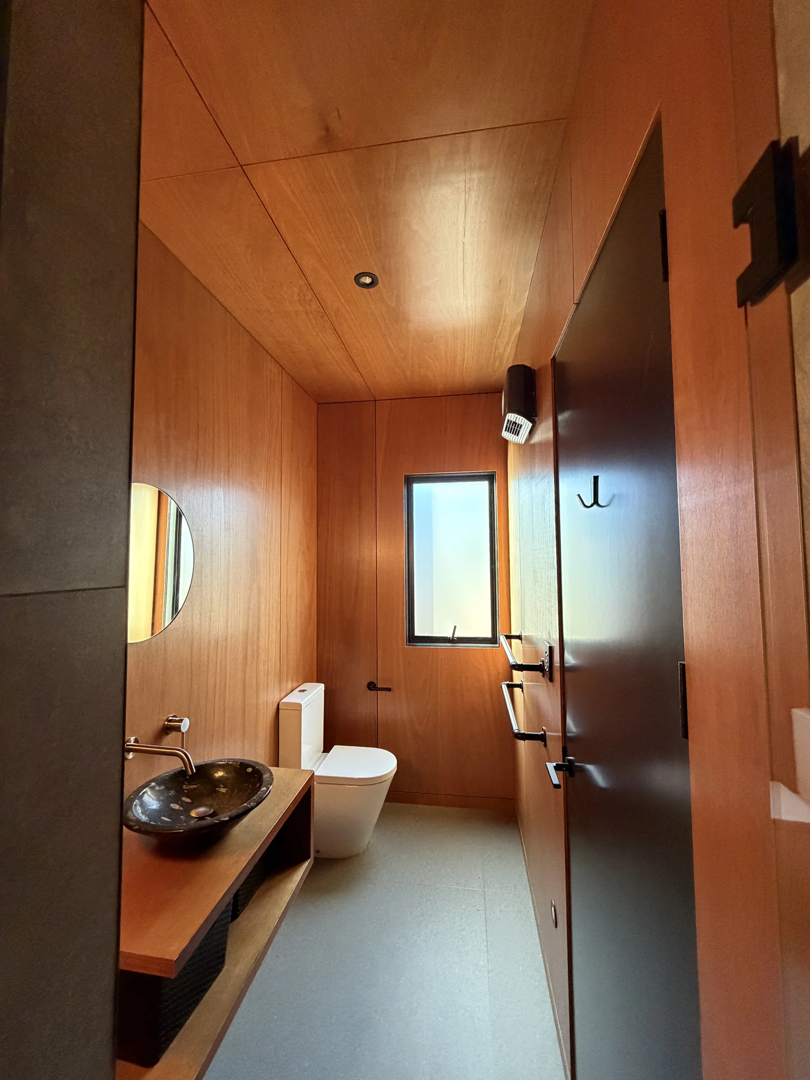 Timber Ceiling Recoat, Wānaka - After 3: Second Bathroom Finished Timber Interior Wanaka
