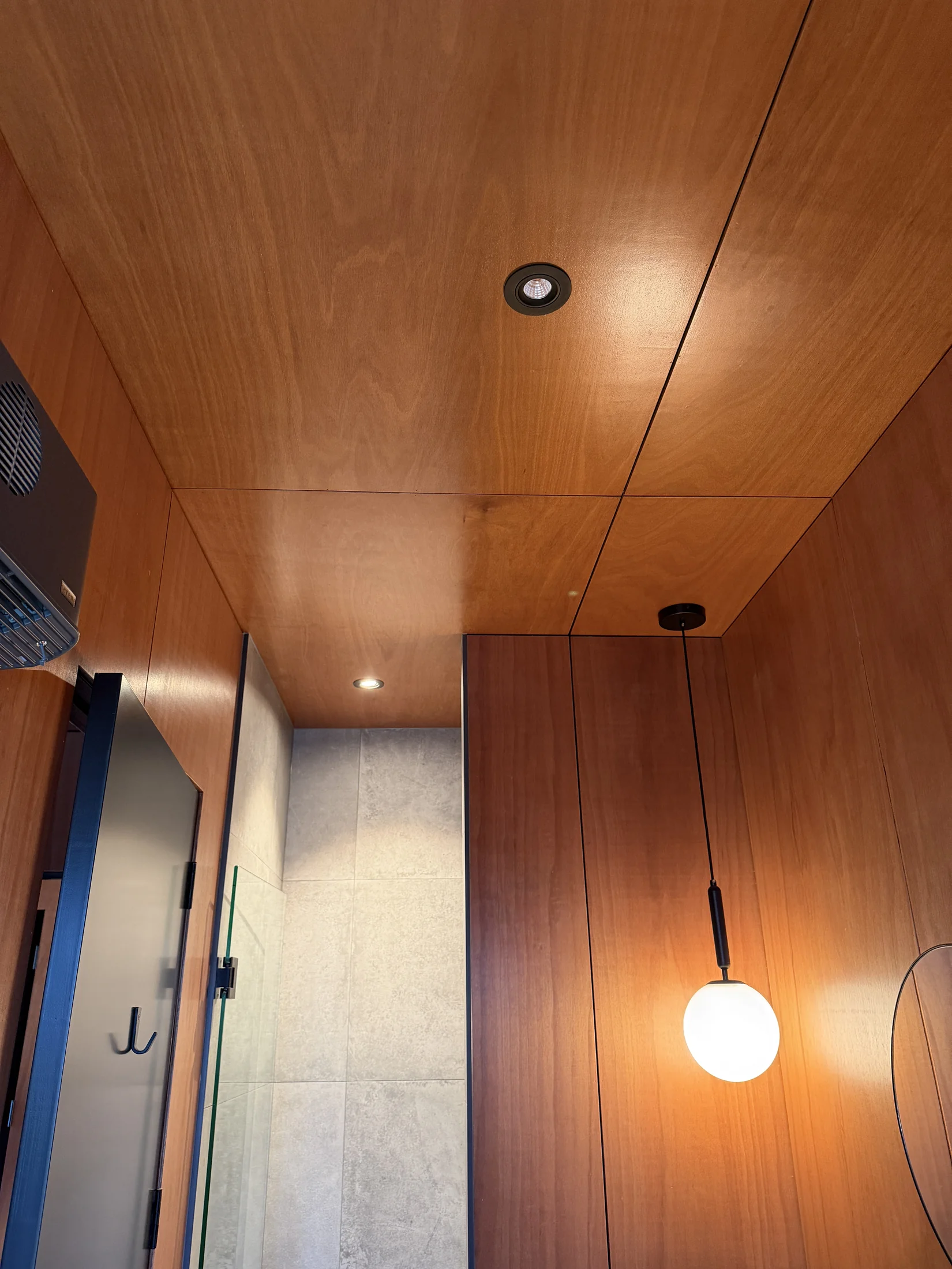 Timber Ceiling Recoat, Wānaka - After 5: Timber Ceiling Satin Finish Pendant Light Wanaka